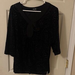 NIC+ZOE Black Patterned Blouse